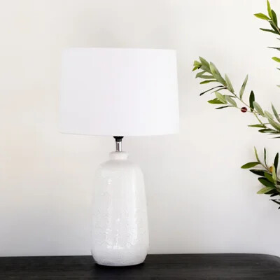 TALL WHITE POTTERY LAMP