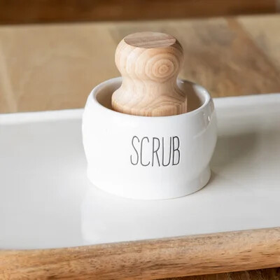 CERAMIC HOLDER W/SCRUB BRUSH