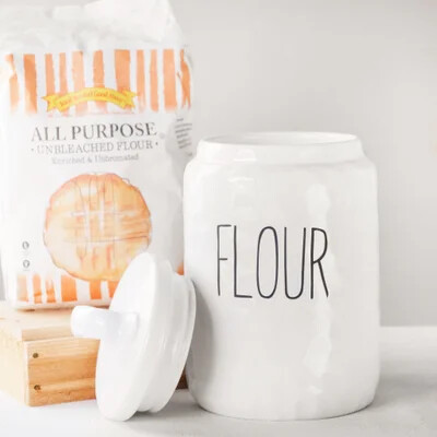 10&quot; WHITE CERAMIC &quot;FLOUR&quot; KEEPER