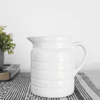 7&quot; WHITE CERAMIC PITCHER