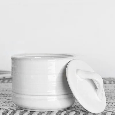 4&quot; WHITE POTTERY CANISTER W/LID