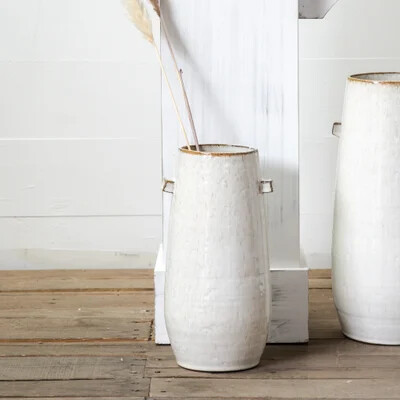 12.3&quot; CERAMIC POTTERY HANDLE VASE