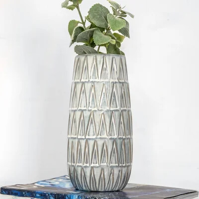 10.25" WHITE DIAMOND VASE