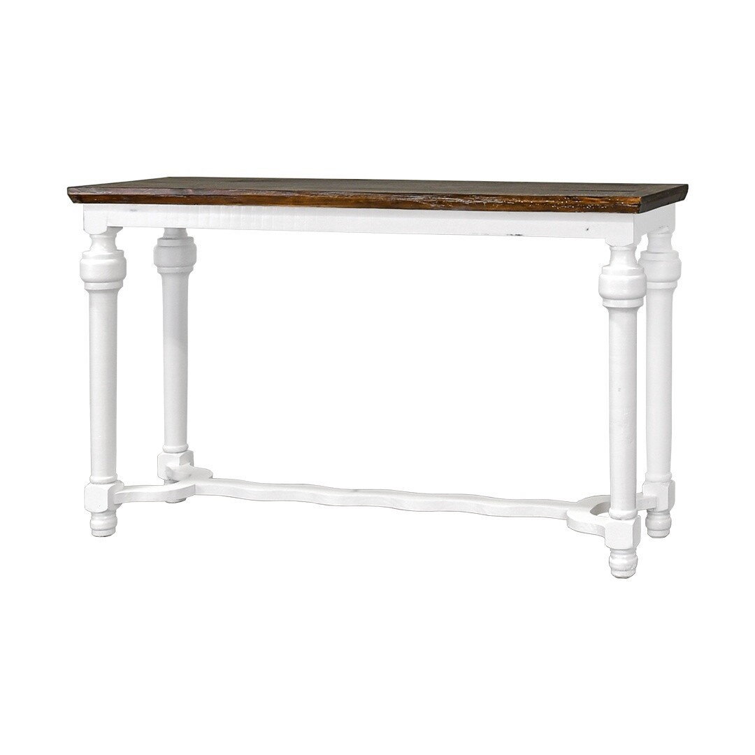 LUFKIN SOFA TABLE RUBBED AGED WHITE/TOBACCO TOP