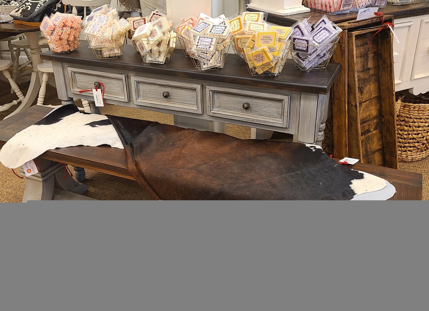 LINDEN TRESTLE BENCH OLD GRAY  TOBACCO TOP