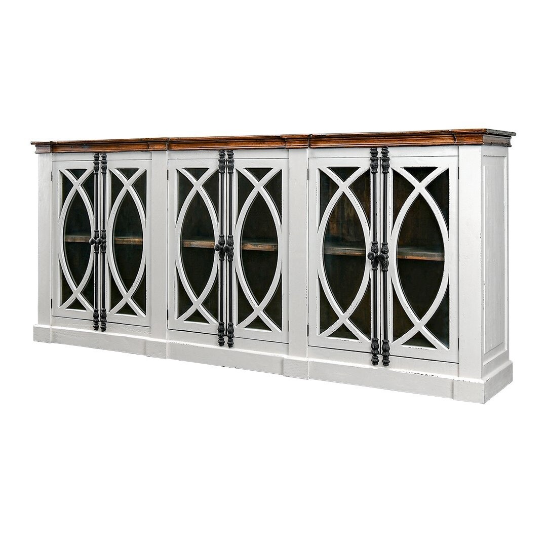 PESCARA 6 GLASS DOOR  CONSOLE AGED WHITE TOBACCO  TOP