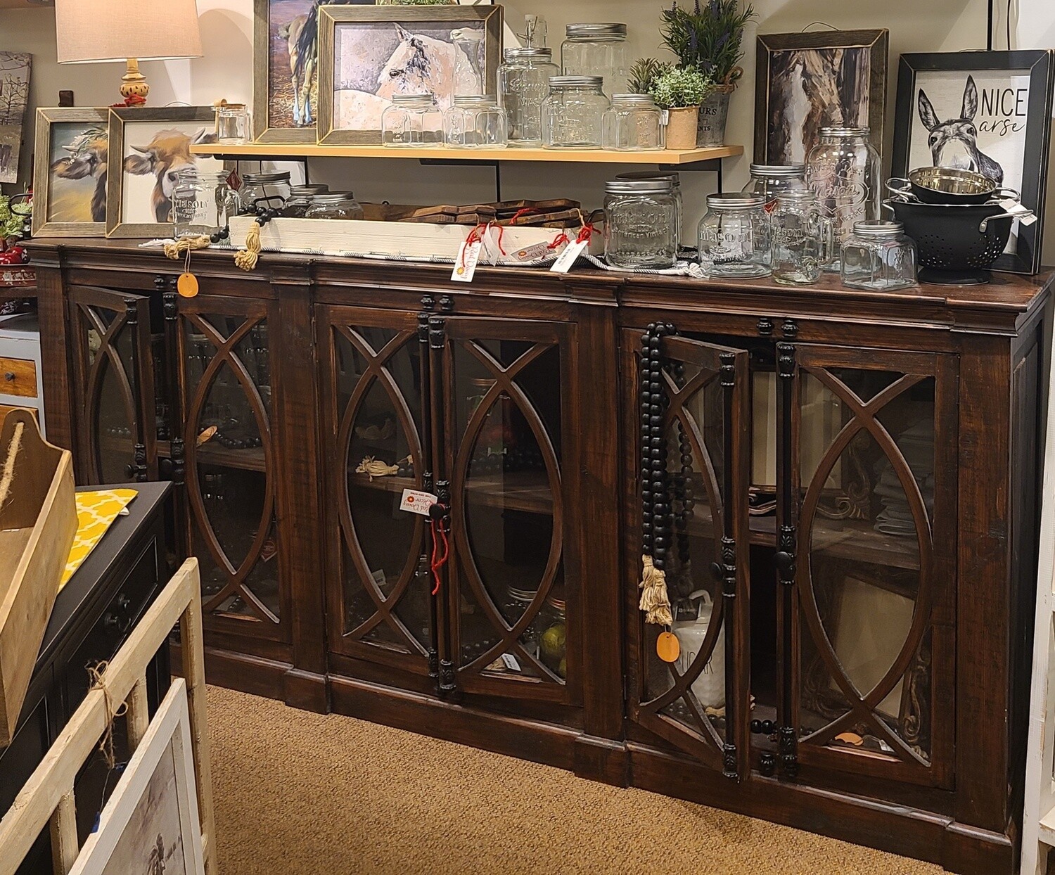 PESCARA 6 GLASS DOOR  CONSOLE TOBACCO