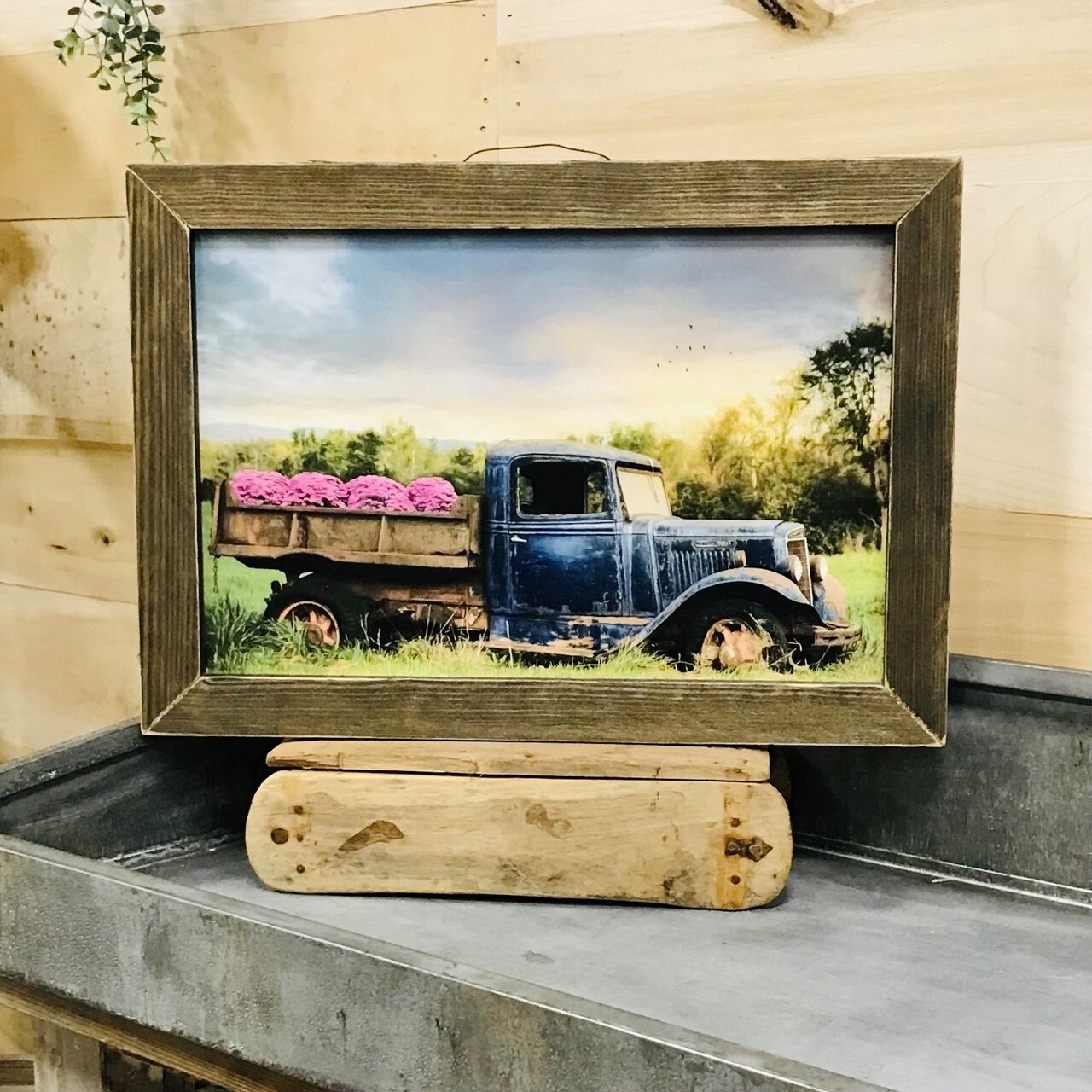 FLOWER DELIVERY WOOD FRAMED PIC