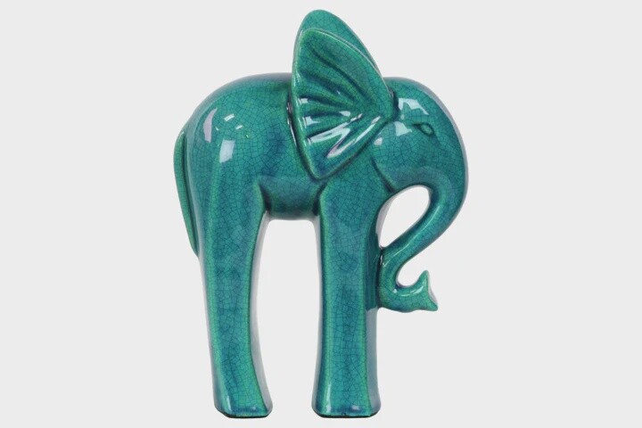 8&quot; Ceramic Standing Elephant with Long Legs Figurine