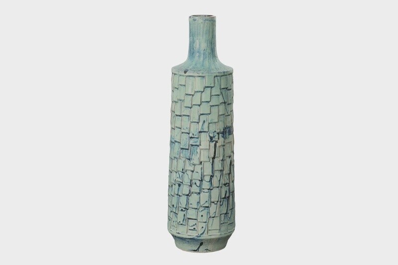 ARMOR SCALE GLAZED CERAMIC VASE 24"