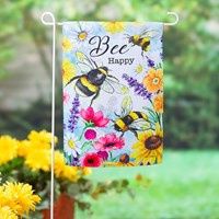 BEE HAPPY GARDEN FLAG