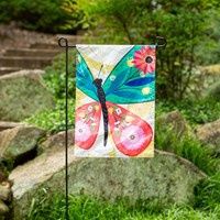 FOLK BUTTERFLY MOIRE GARDEN FLAG