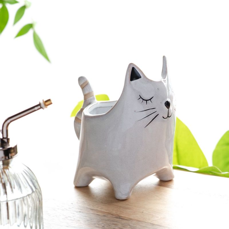 5.5&quot; CERAMIC CAT PLANTER