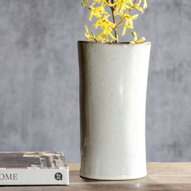 9.85&quot; WHITE SAND CERAMIC VASE