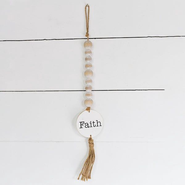 BEADED HANGER TAG W/ TASSEL, TYPE: FAITH