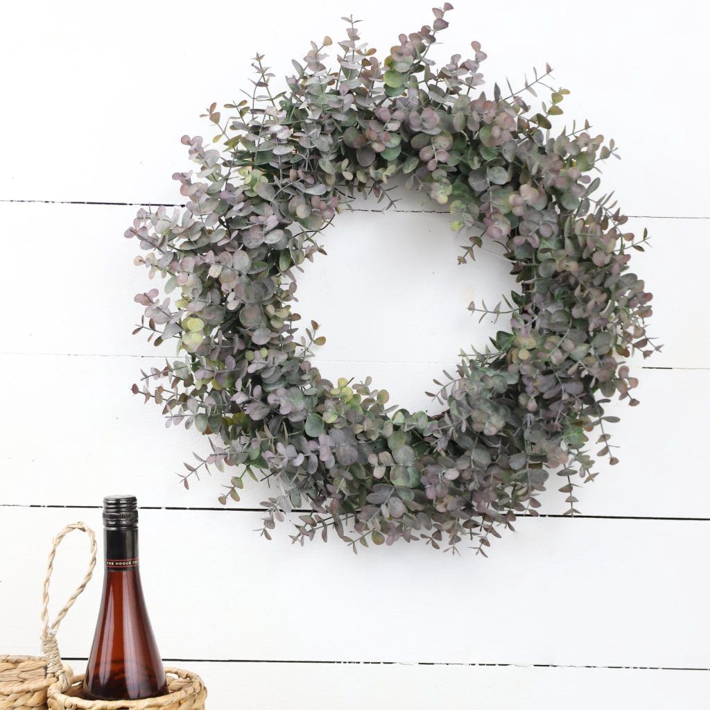 18&quot; EUCALYPTUS GR/PUR WREATH