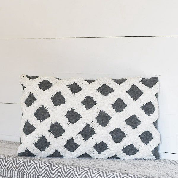 GRAY CRISS CROSS PILLOW