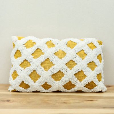 MUSTARD CRISS CROSS PILLOW