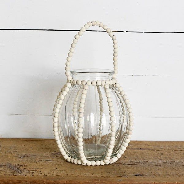 10&quot; BEADED GLASS JAR