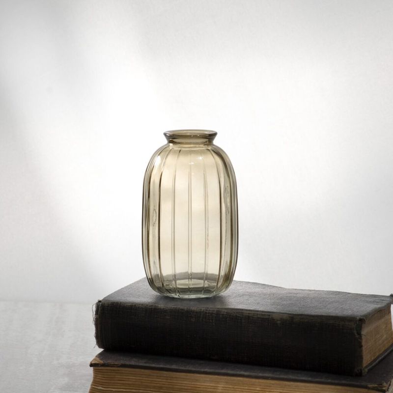 4.72&quot; BEIGE GLASS VASE