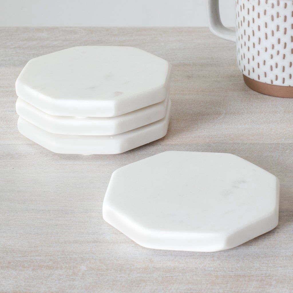 S/4 MARBLE OCTAGON COASTERS