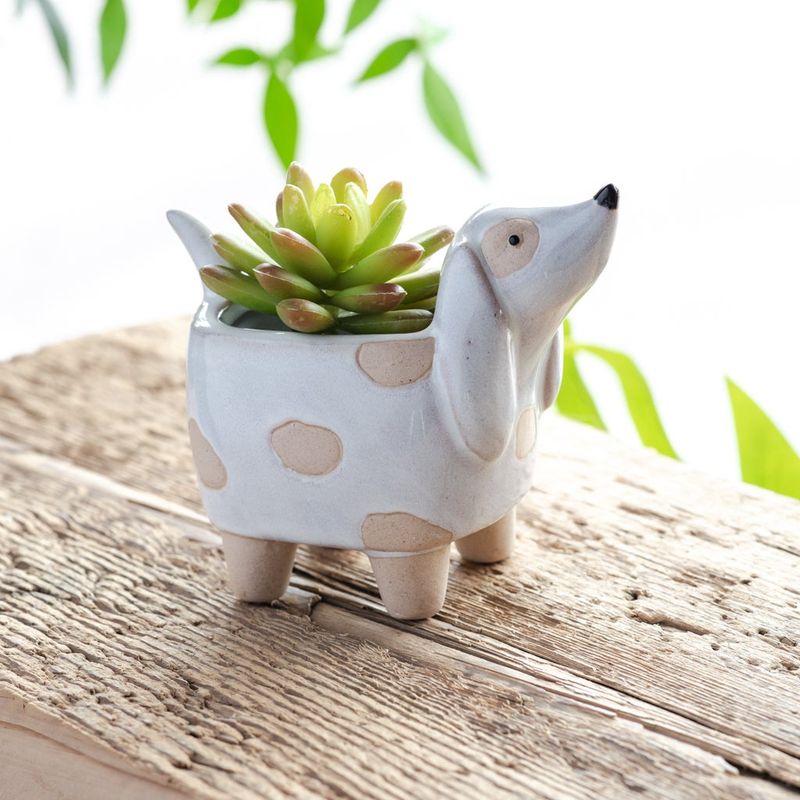 SM CERAMIC DOG PLANTER