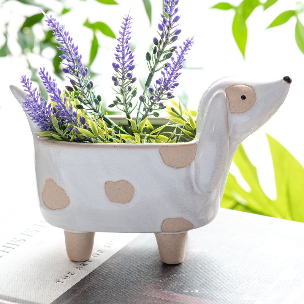 LG CERAMIC DOG PLANTER