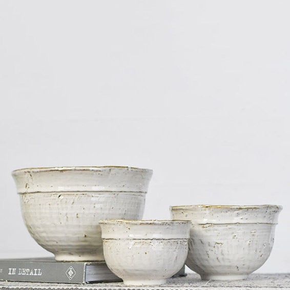 SET OF 3 FANCY WHITE BOWL