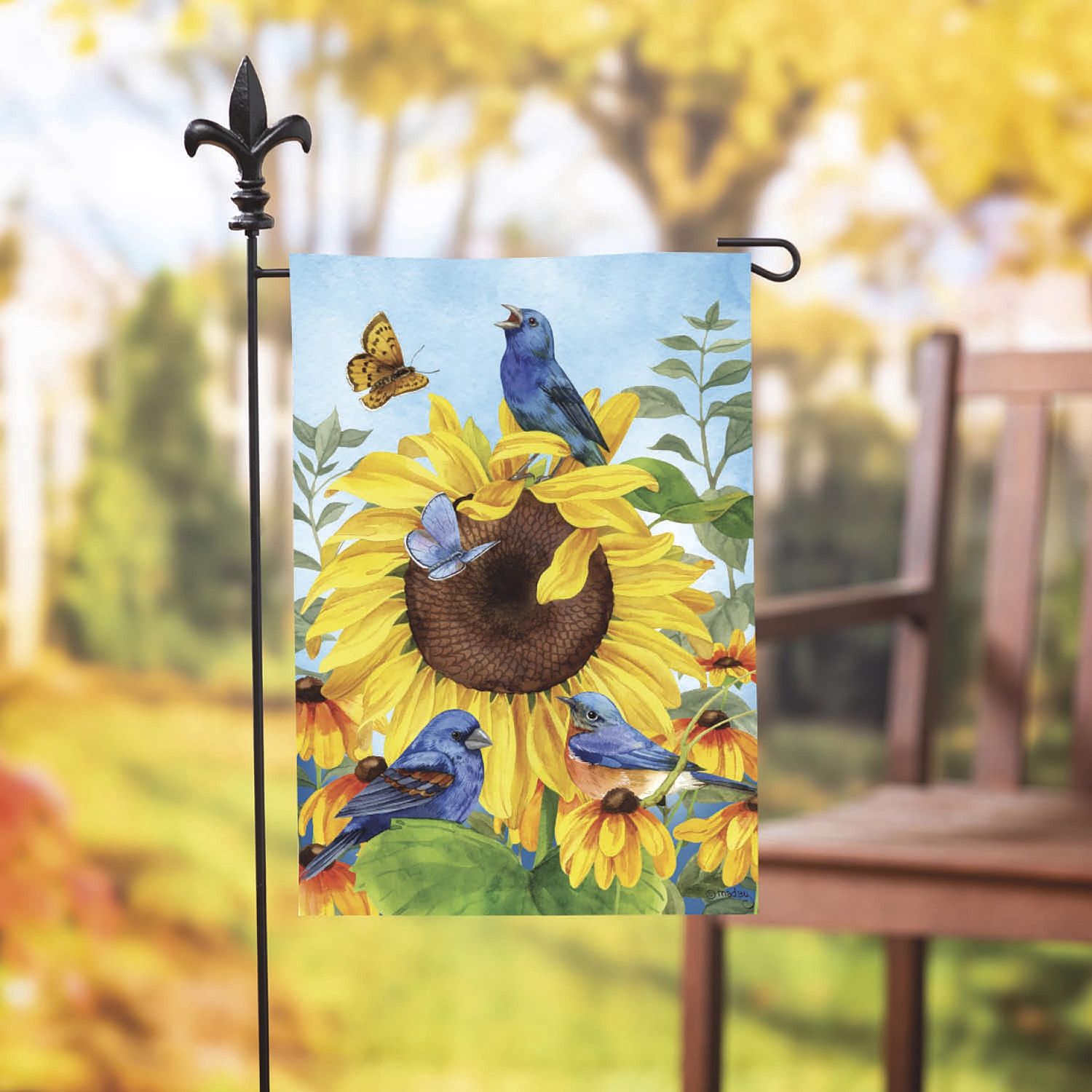 SUNFLOWER BLUE BIRD GARDEN FLAG