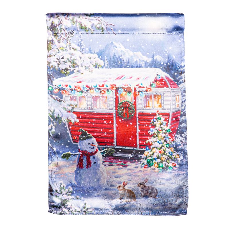 CHRISTMAS CAMPER LUSTER GARDEN FLAG