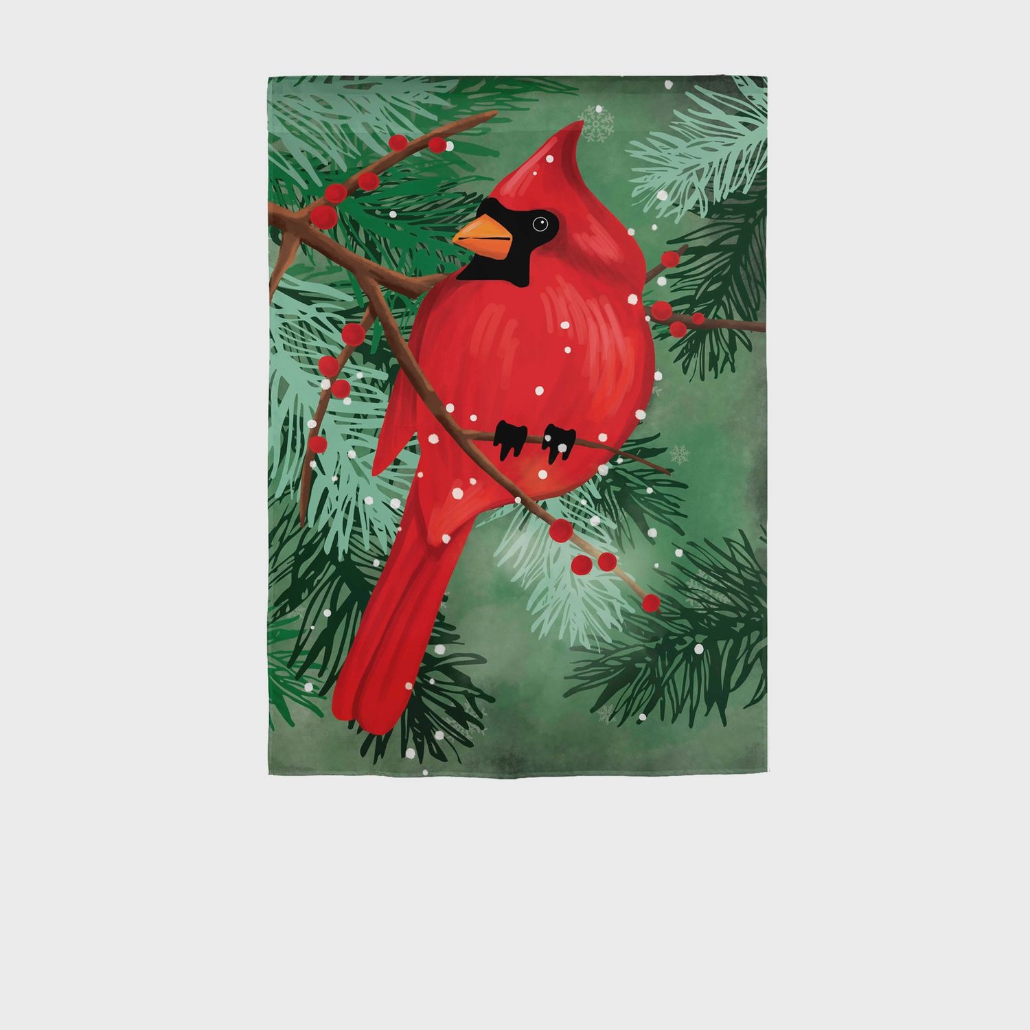 CARDINAL IN PINES GARDEN FLAG