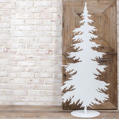 45″ WHITE TIN GLITTER TREE