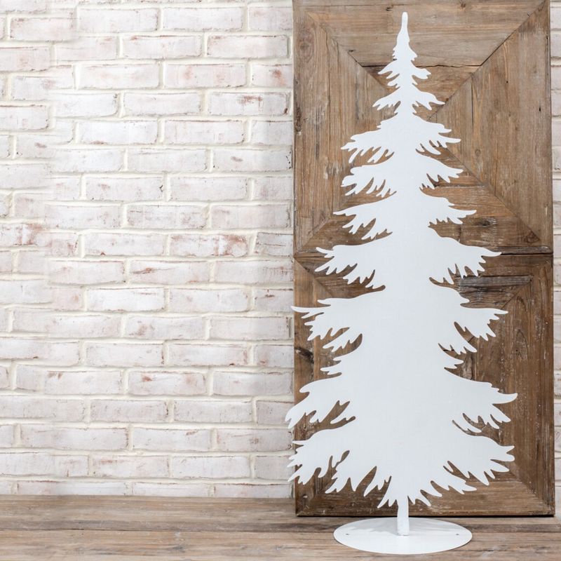 45″ WHITE TIN GLITTER TREE