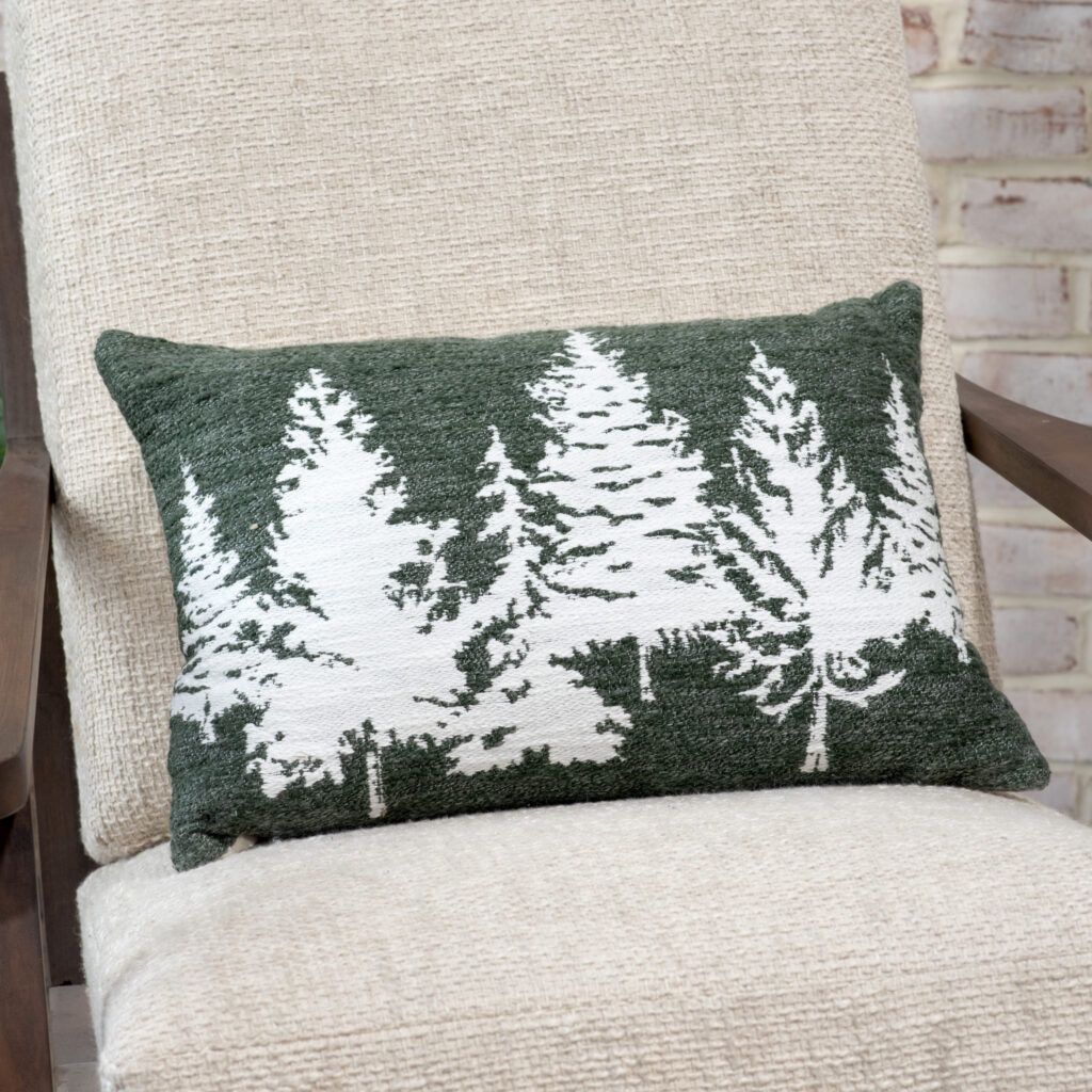 14&quot; X 20&quot; GREEN/WHT TREE PILLOW