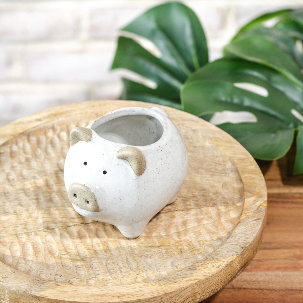 2 TONE CERAMIC PIG PLANTER