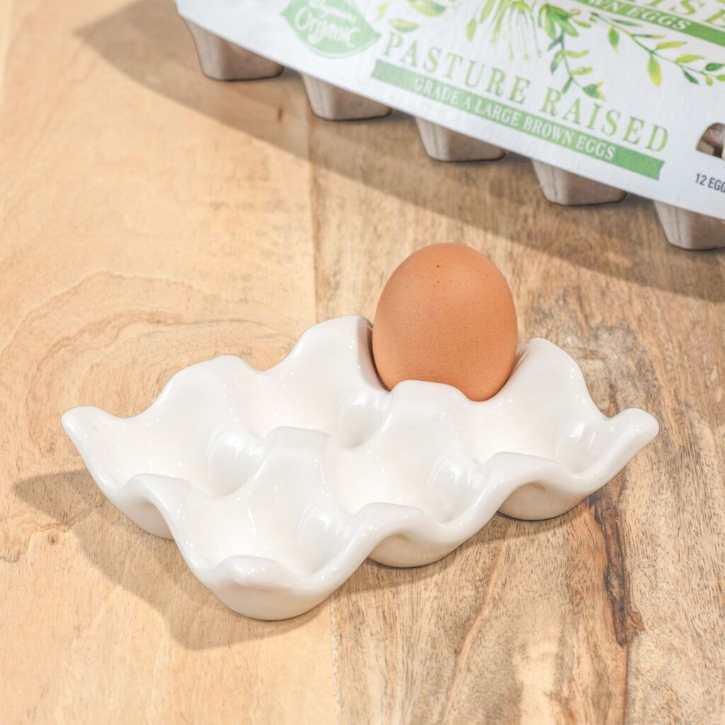 WHITE CERAMIC EGG TRAY