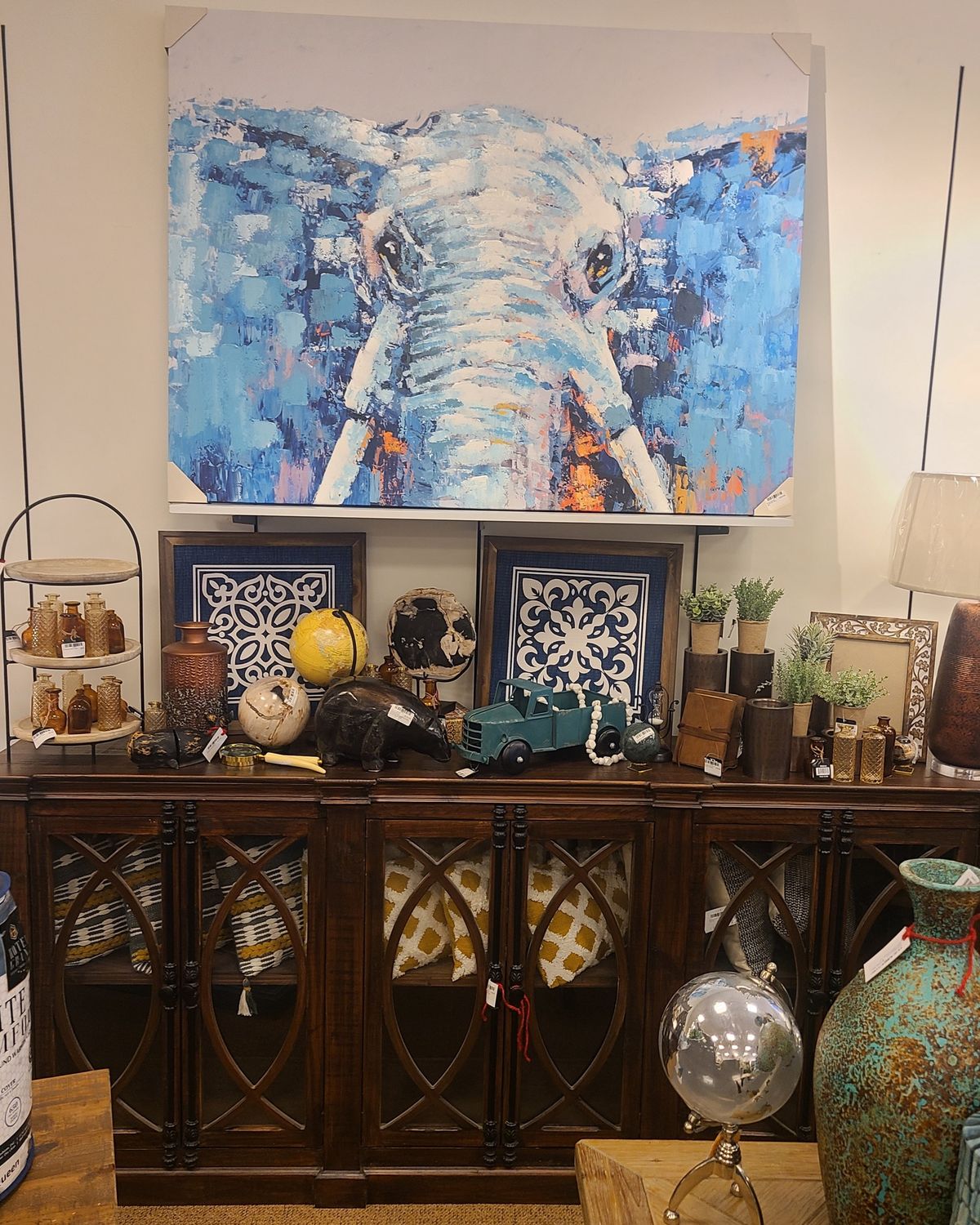 BLUE CANVAS ELEPHANT WALL ART