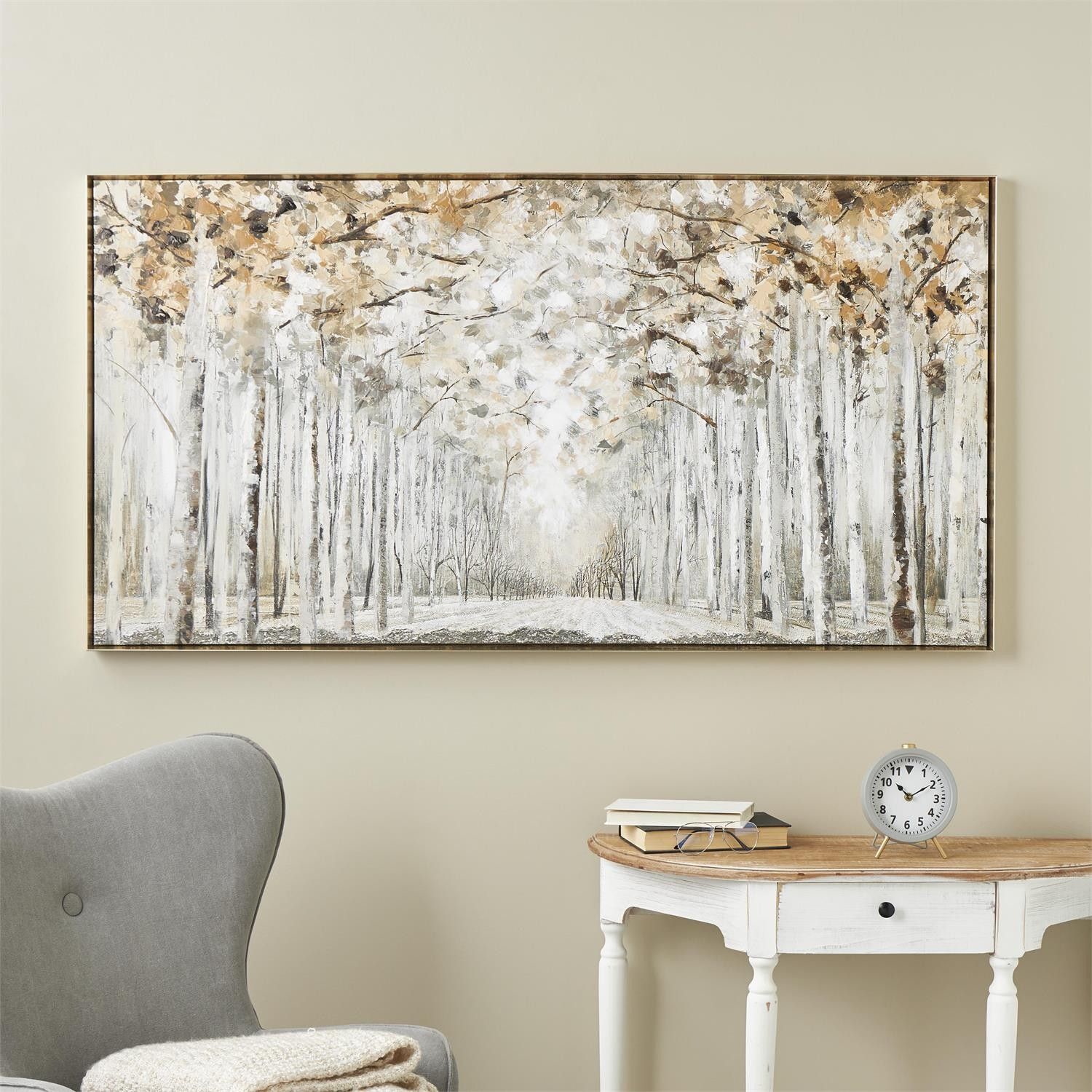 GRAY CANVAS LANDSCAPE FOREST FRAMED WALL ART