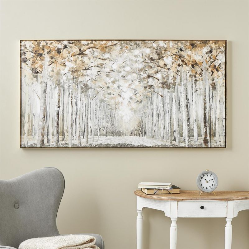 GRAY CANVAS LANDSCAPE FOREST FRAMED WALL ART