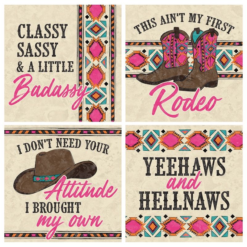 &quot;Cowgirl&quot; Square House Coaster Set