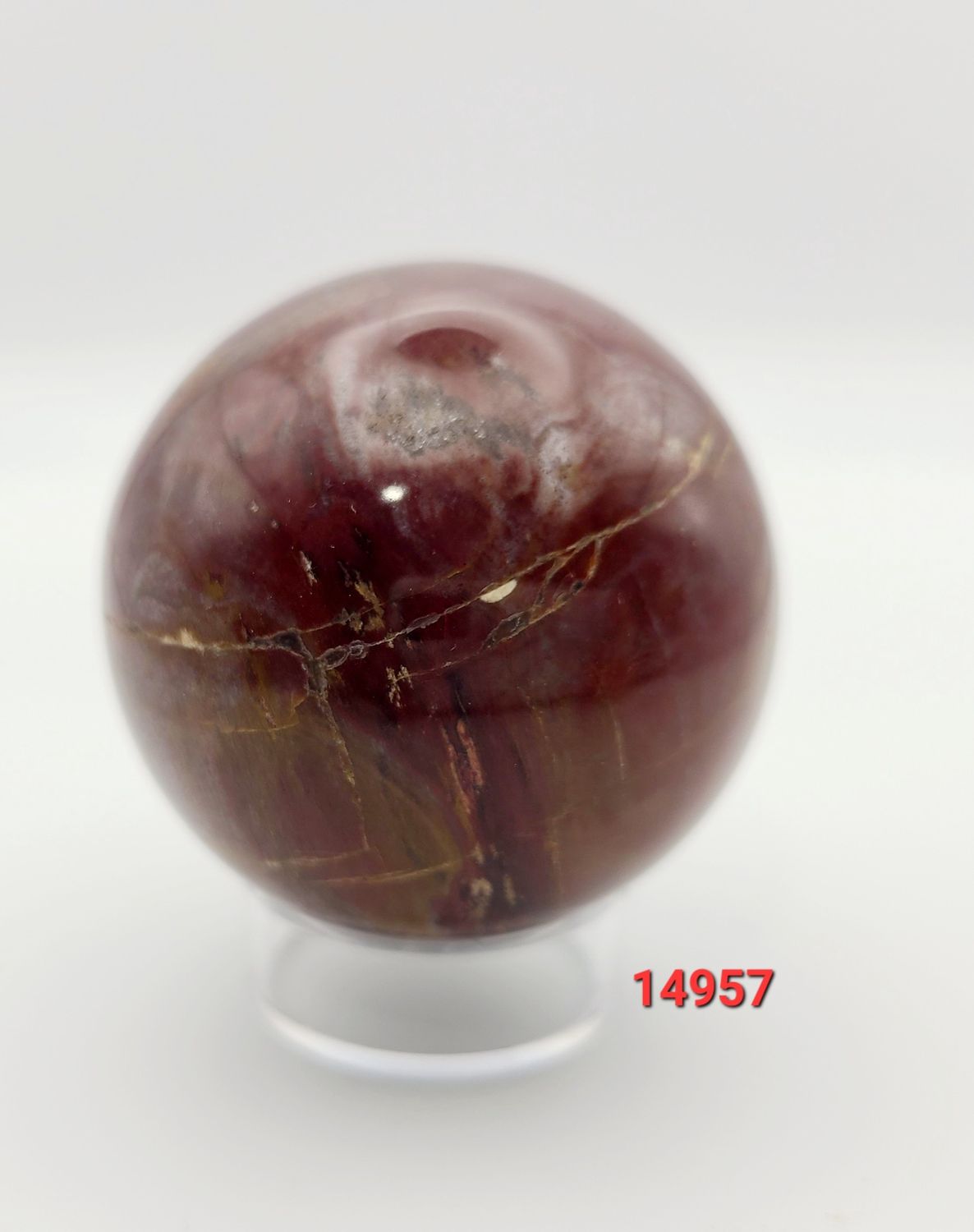 190 GRAM PETRIFIED WOOD SPHERE W/ ACRYLIC STAND