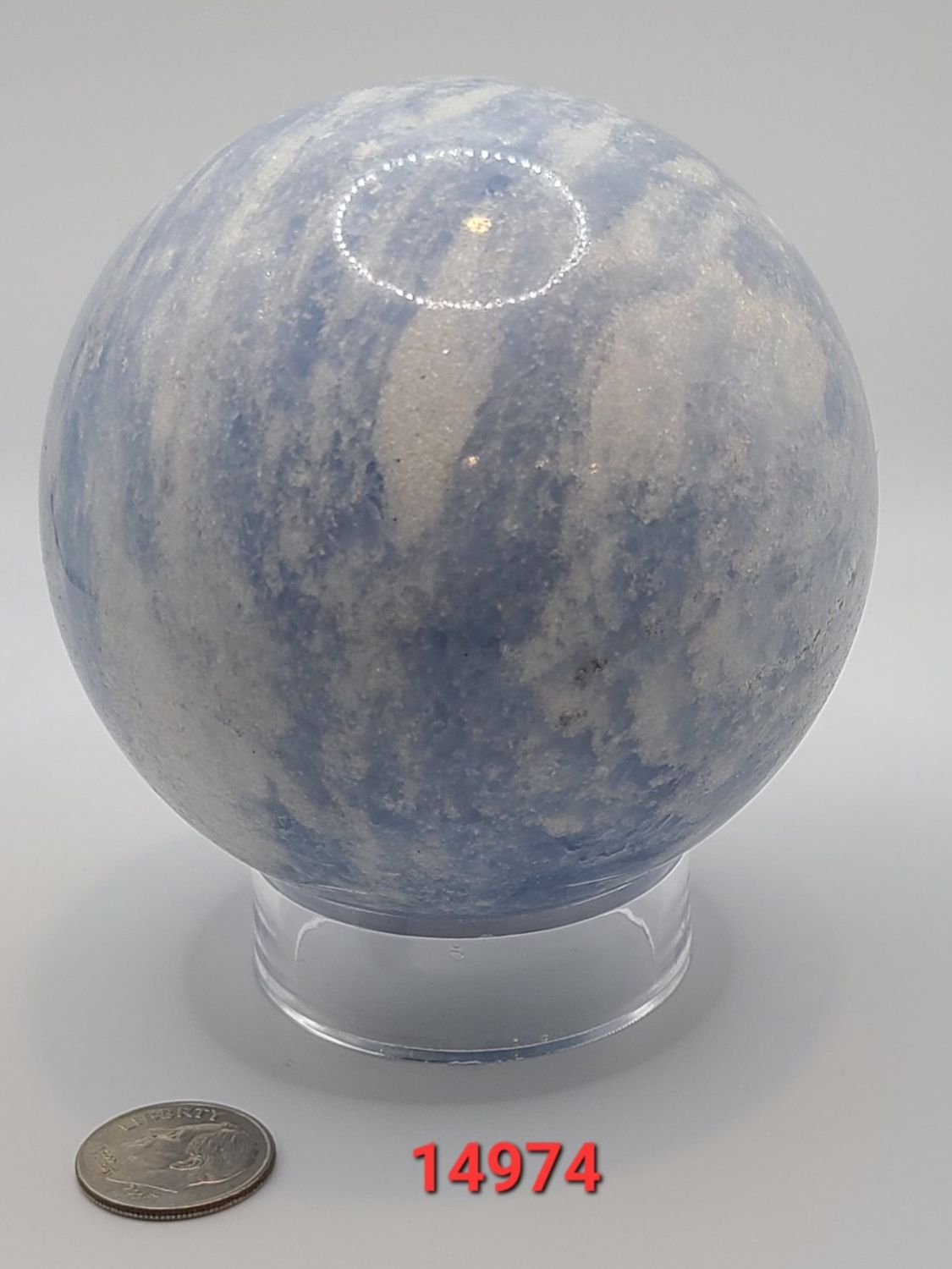 3&quot; BLUE CALCITE SPHERE W/ACRYLIC STAND