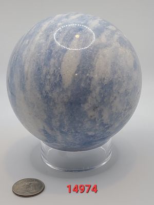 3&quot; BLUE CALCITE SPHERE W/ACRYLIC STAND