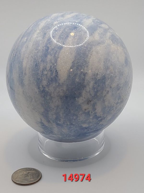 3&quot; BLUE CALCITE SPHERE W/ACRYLIC STAND
