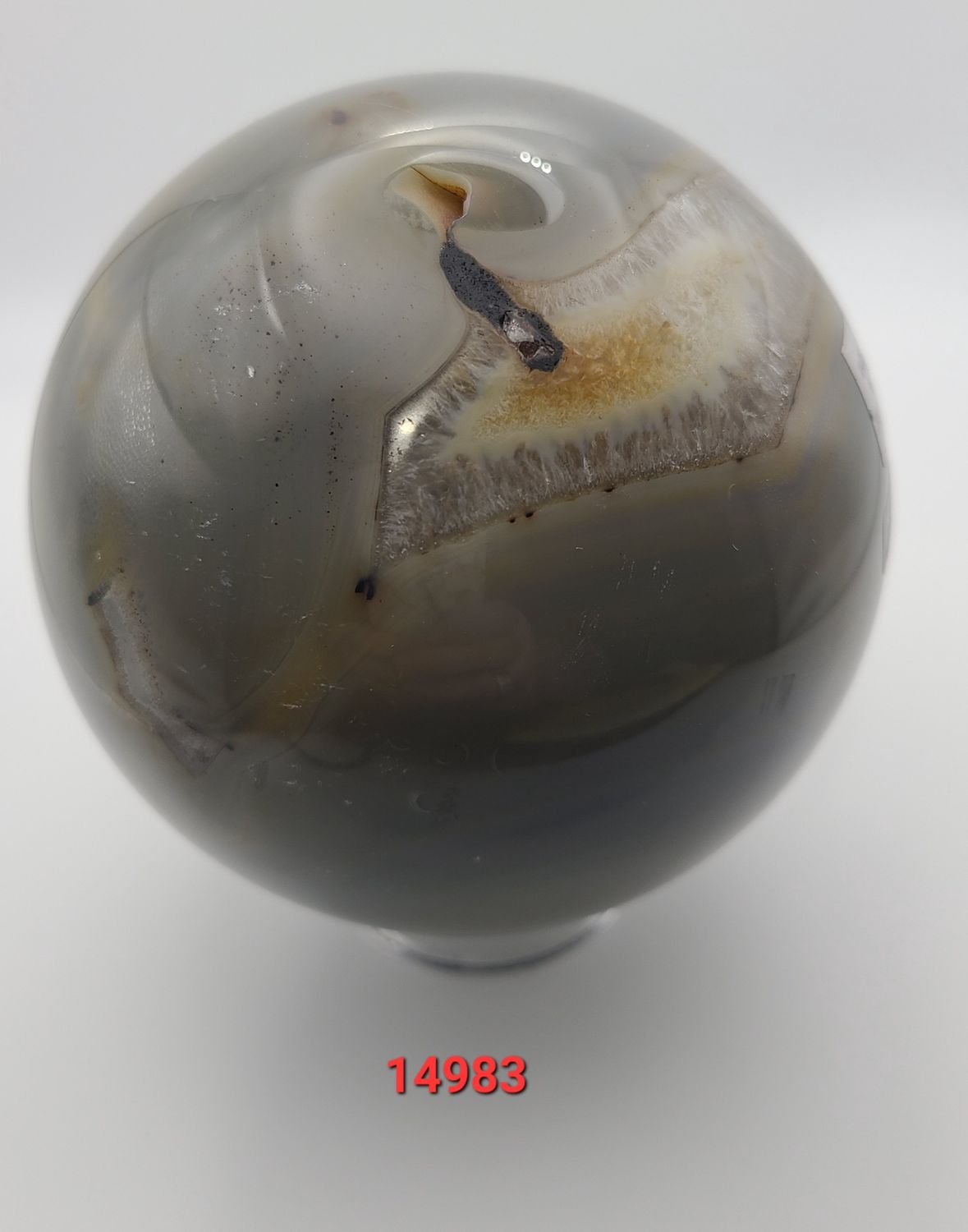 1.592 KG BLUE AGATE SPHERE W/ ACRYLIC STAND