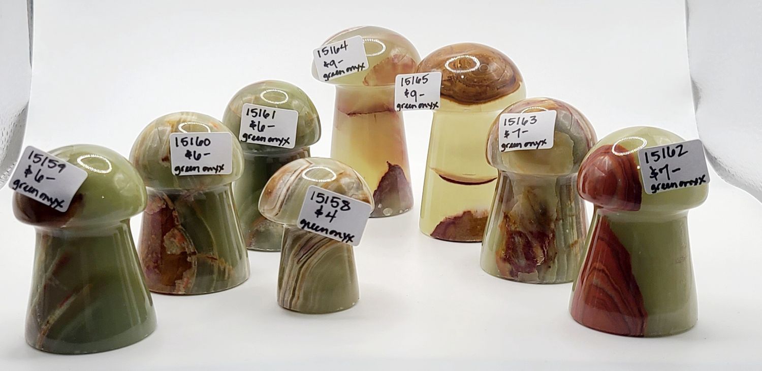 GREEN ONYX MUSHROOM, Size: 15158 59 GRAMS