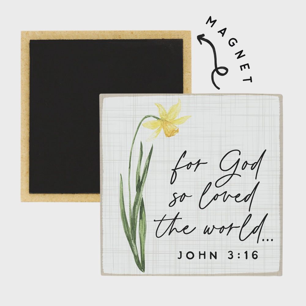 God So Loved Flower - Square Magnet