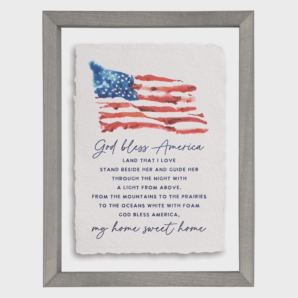 God Bless America Flag - Floating Art Rectangle