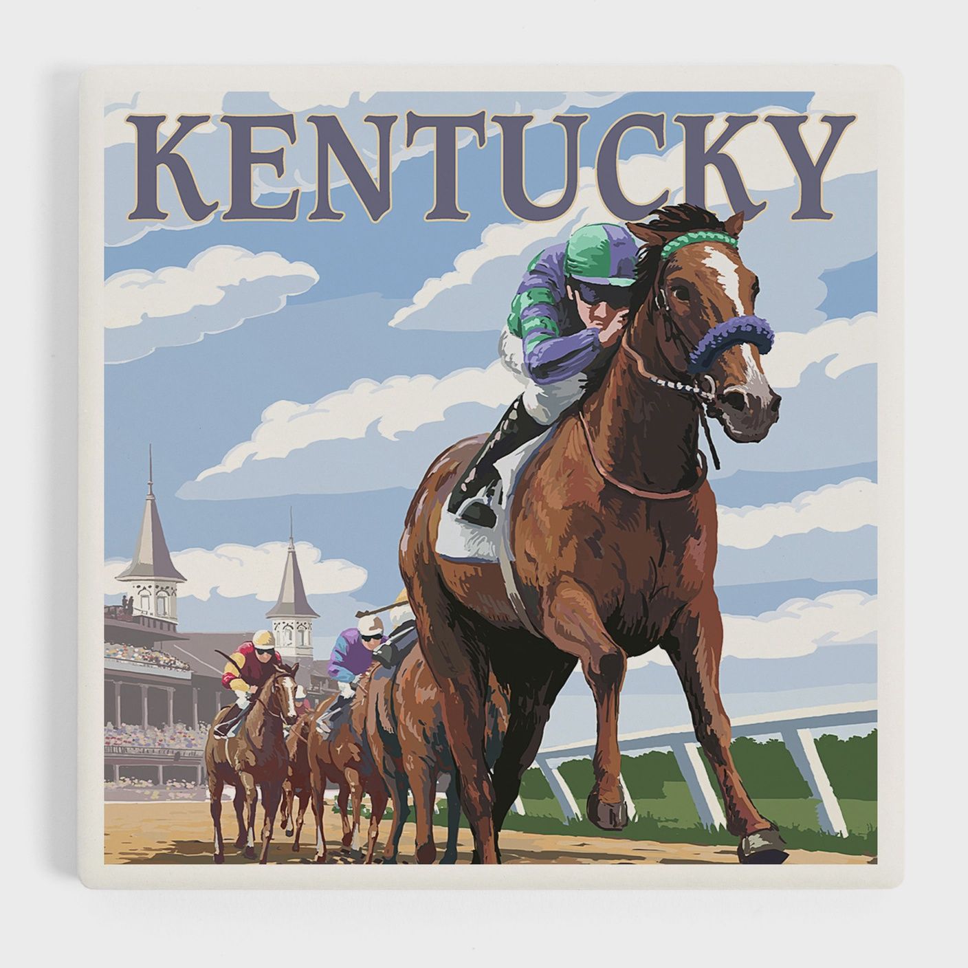 Ceramic Coaster Kentucky, Horse Racing Track Scene