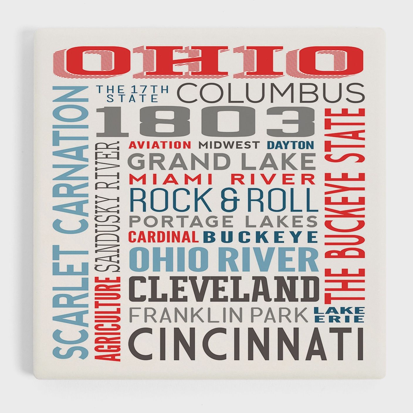 Ceramic Coaster Ohio, Typography